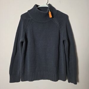 Lisa Todd Slate Blue Ribbed Funnel Neck Sweater